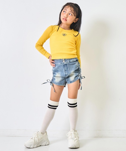 ANAP kids(アナップキッズ)の「刺繍ハートロゴ リブトップス【ジュニアお揃い】(Tシャツ/カットソー・キッズ・ブラック/イエロー/ブラック×ホワイト/ホワイト/ピンク・130/120/110)」の20枚目の写真