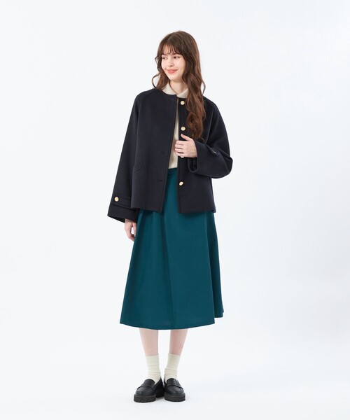 MACKINTOSH PHILOSOPHY（ﾏｯｷﾝﾄｯｼｭ ﾌｨﾛｿﾌｨｰ）の「【WELBURY NO COLLAR SHORT（ウェルベリーノーカラーショート）】ウールメルトン製（ノーカラーコート・レディース・オフホワイト/ブルー系その他3/チャコールグレー/ブラウン/ダークネイビー・38/36）」の10枚目の写真