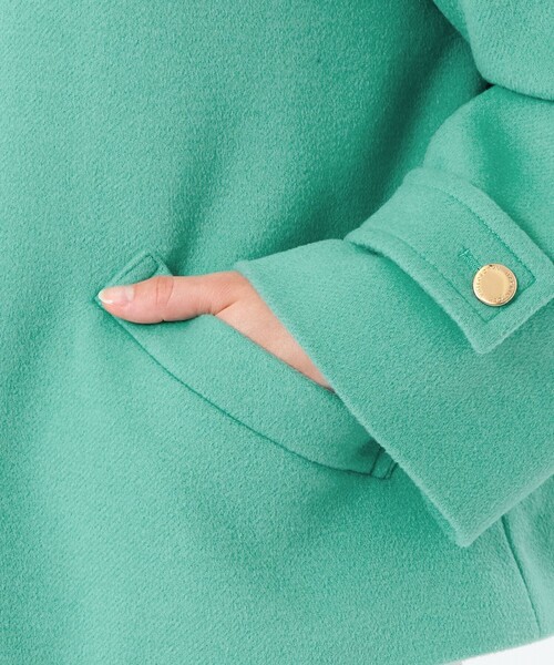 MACKINTOSH PHILOSOPHY（ﾏｯｷﾝﾄｯｼｭ ﾌｨﾛｿﾌｨｰ）の「【WELBURY NO COLLAR SHORT（ウェルベリーノーカラーショート）】ウールメルトン製（ノーカラーコート・レディース・オフホワイト/ブルー系その他3/チャコールグレー/ブラウン/ダークネイビー・38/36）」の15枚目の写真