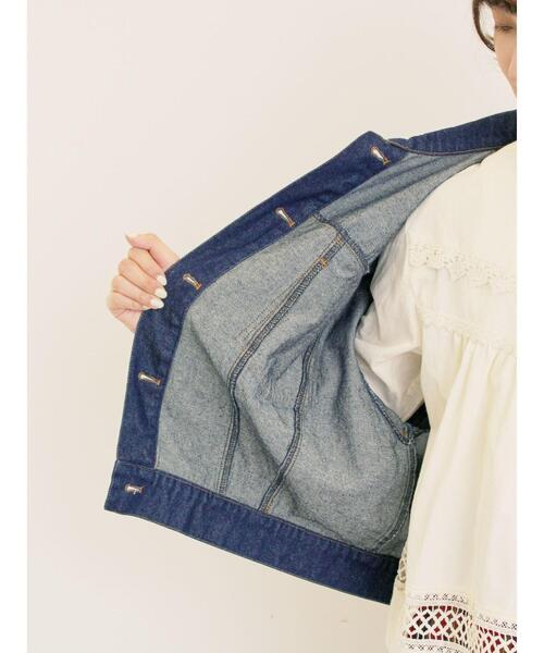 Samansa Mos2（サマンサ モスモス）の「デニム/スエードアソートジャケット（ノーカラージャケット・レディース・ネイビー/キャメル/ブルー・F）」の8枚目の写真