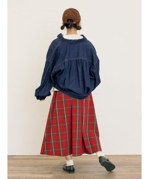 Samansa Mos2（サマンサ モスモス）の「デニム/スエードアソートジャケット（ノーカラージャケット・レディース・ネイビー/キャメル/ブルー・F）」の9枚目の写真