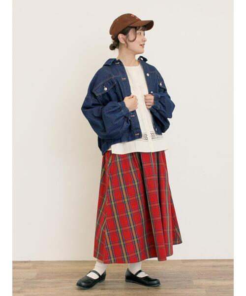 Samansa Mos2（サマンサ モスモス）の「デニム/スエードアソートジャケット（ノーカラージャケット・レディース・ネイビー/キャメル/ブルー・F）」の10枚目の写真