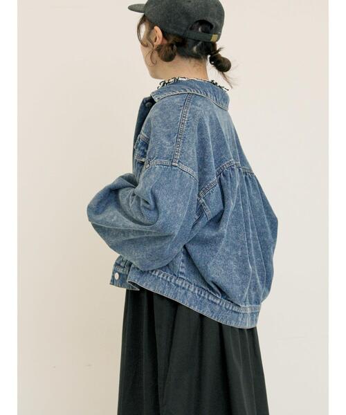 Samansa Mos2（サマンサ モスモス）の「デニム/スエードアソートジャケット（ノーカラージャケット・レディース・ネイビー/キャメル/ブルー・F）」の14枚目の写真