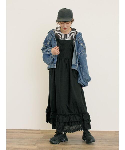 Samansa Mos2（サマンサ モスモス）の「デニム/スエードアソートジャケット（ノーカラージャケット・レディース・ネイビー/キャメル/ブルー・F）」の15枚目の写真