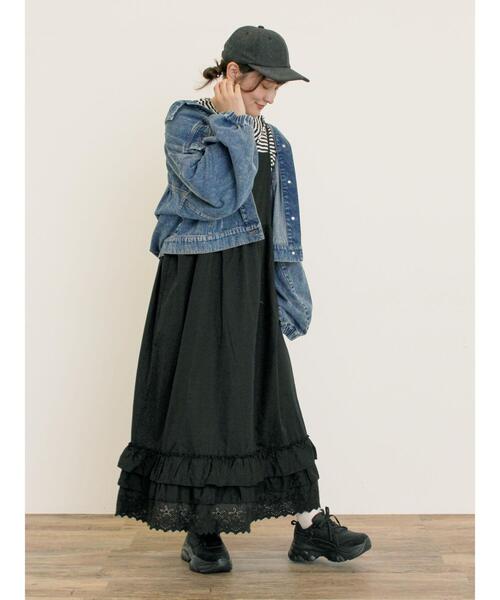 Samansa Mos2（サマンサ モスモス）の「デニム/スエードアソートジャケット（ノーカラージャケット・レディース・ネイビー/キャメル/ブルー・F）」の16枚目の写真