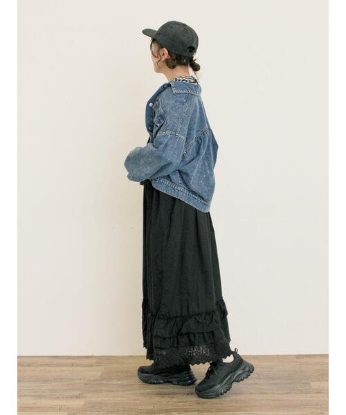 Samansa Mos2（サマンサ モスモス）の「デニム/スエードアソートジャケット（ノーカラージャケット・レディース・ネイビー/キャメル/ブルー・F）」の18枚目の写真