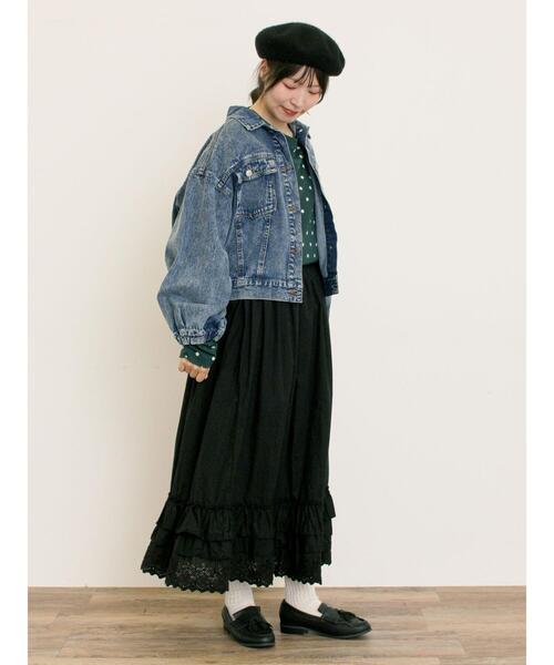 Samansa Mos2（サマンサ モスモス）の「デニム/スエードアソートジャケット（ノーカラージャケット・レディース・ネイビー/キャメル/ブルー・F）」の20枚目の写真