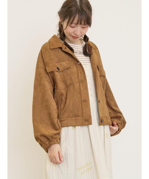 Samansa Mos2（サマンサ モスモス）の「デニム/スエードアソートジャケット（ノーカラージャケット・レディース・ネイビー/キャメル/ブルー・F）」の21枚目の写真