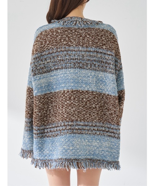 ツイードボーダーニットカーディガン（カーディガン/ボレロ