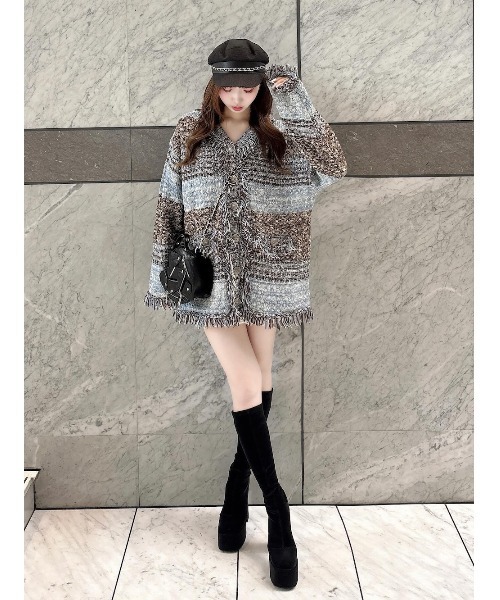 ツイードボーダーニットカーディガン（カーディガン/ボレロ）｜Darich