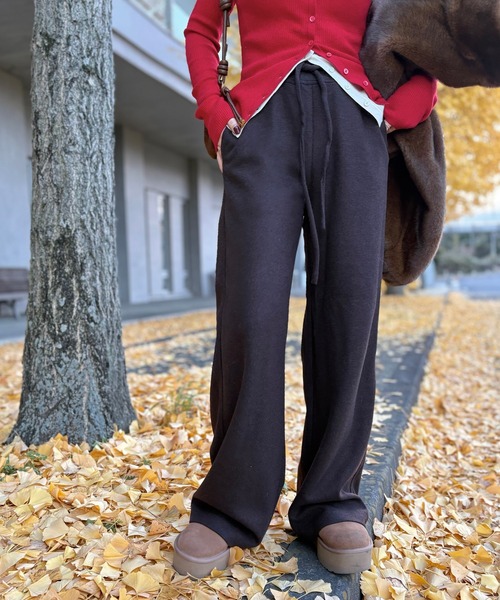 LAULEN（ローレン）の「waist ribbon semi wide pants /ウエストリボンセミワイドパンツ（その他パンツ・レディース・アイボリー/ブラウン/グレー/ブラック・FREE）」の4枚目の写真