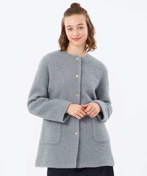 MACKINTOSH PHILOSOPHY（ﾏｯｷﾝﾄｯｼｭ ﾌｨﾛｿﾌｨｰ）の「【HESSLE MIDDLE COAT（ヘスルミドルコート）】（ノーカラーコート・レディース・ブラウン系その他4/グリーン/ホワイト系その他/ベージュ/グレー系その他2・38/36/34）」の3枚目の写真