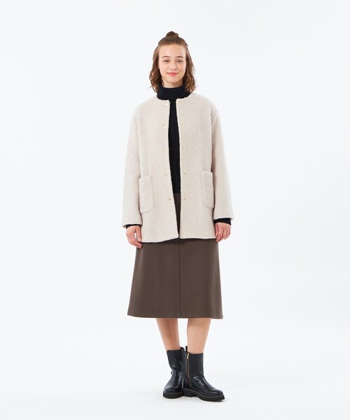 MACKINTOSH PHILOSOPHY（ﾏｯｷﾝﾄｯｼｭ ﾌｨﾛｿﾌｨｰ）の「【HESSLE MIDDLE COAT（ヘスルミドルコート）】（ノーカラーコート・レディース・ブラウン系その他4/グリーン/ホワイト系その他/ベージュ/グレー系その他2・38/36/34）」の18枚目の写真