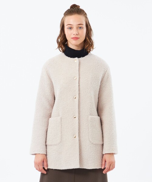 セール】【HESSLE MIDDLE COAT（ヘスルミドルコート）】（ノーカラー