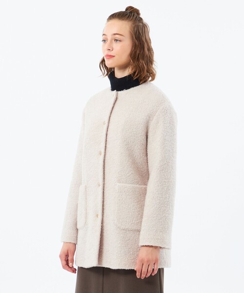 セール】【HESSLE MIDDLE COAT（ヘスルミドルコート）】（ノーカラー