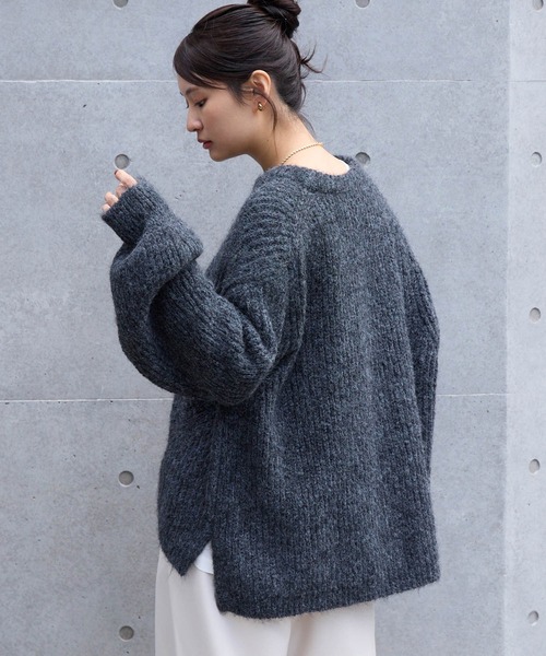 lawgy ミニバルーンスリーブミックスニット ブラック バルキーニットレッグウォーマー(ソックス)｜FASHION GOODS｜LILY