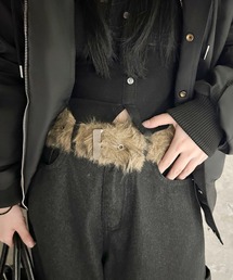 SPINNS | フェイクファーベルト/グランジ/Y2K/ユニセックス/冬アクセサリー(ベルト)