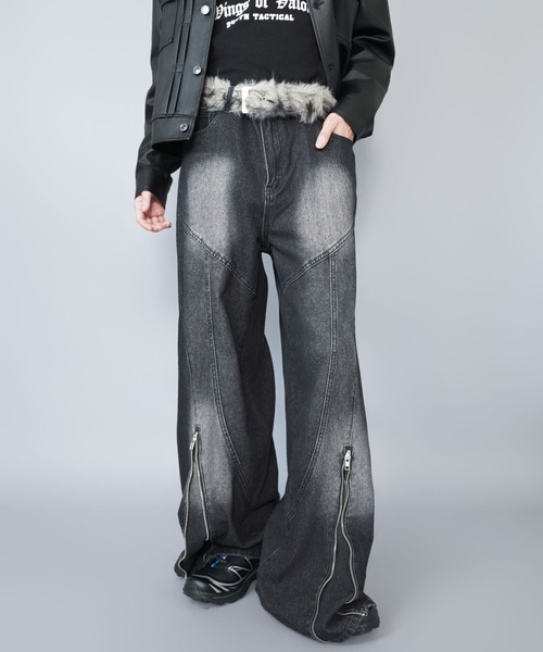 SPINNS(スピンズ)の「フェイクファーベルト/グランジ/Y2K/ユニセックス/冬アクセサリー(ベルト・メンズ・ベージュ/ホワイト・ONESIZE)」の5枚目の写真