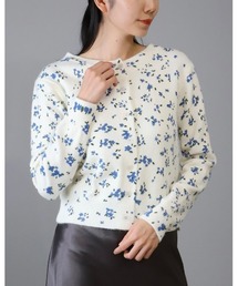 Doumoi（ドゥモエ）の「花柄プリント　ニット　カーディガン（カーディガン/ボレロ）」