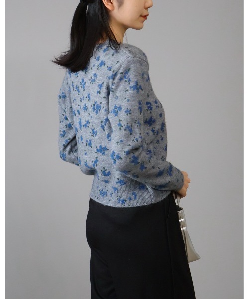 セール】花柄プリント ニット カーディガン（カーディガン/ボレロ