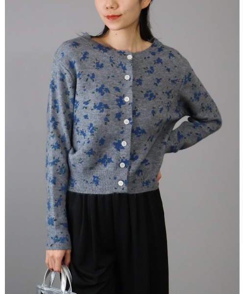 セール】花柄プリント ニット カーディガン（カーディガン/ボレロ