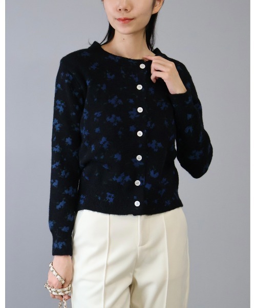 セール】花柄プリント ニット カーディガン（カーディガン/ボレロ