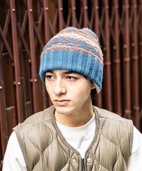 niko and...（ニコアンド）の「柄ポンポンニットワッチ（ニットキャップ/ビーニー・メンズ・ブルー/ブラック/アイボリー・FREE）」の3枚目の写真