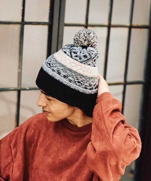 niko and...（ニコアンド）の「柄ポンポンニットワッチ（ニットキャップ/ビーニー・メンズ・ブルー/ブラック/アイボリー・FREE）」の5枚目の写真