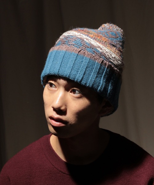 niko and...（ニコアンド）の「柄ポンポンニットワッチ（ニットキャップ/ビーニー・メンズ・ブルー/ブラック/アイボリー・FREE）」の9枚目の写真