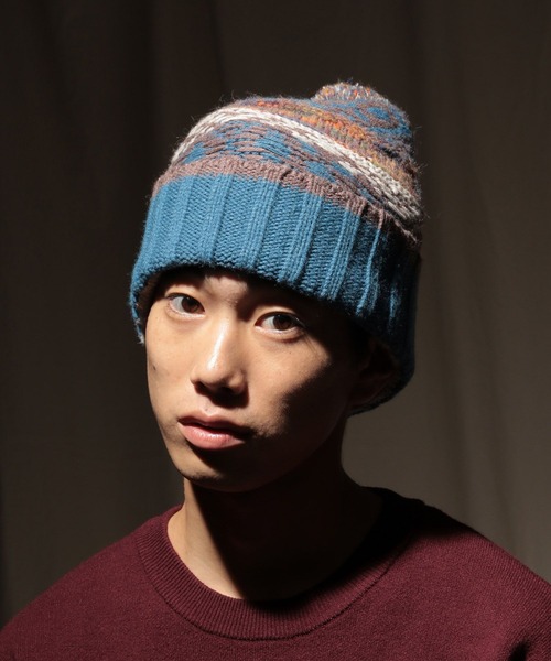 niko and...（ニコアンド）の「柄ポンポンニットワッチ（ニットキャップ/ビーニー・メンズ・ブルー/ブラック/アイボリー・FREE）」の10枚目の写真