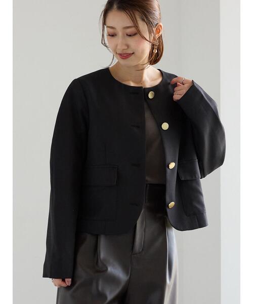 セール】コンパクトノーカラージャケット（ノーカラージャケット）｜Te