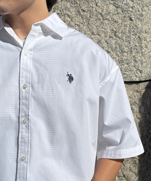 U.S. POLO ASSN.（ユーエスポロアッスン）の「【U.S. POLO ASSN.】ワンポイント刺繍 半袖 オーバーサイズシャツ（シャツ/ブラウス・メンズ・グレー/インディゴブルー/ベージュ/ブラック/ホワイト/ライトグリーン/ブルー・M/L/XL）」の8枚目の写真