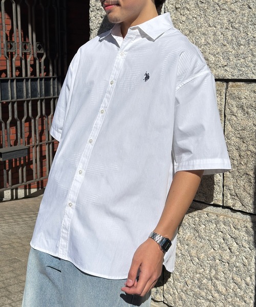 U.S. POLO ASSN.（ユーエスポロアッスン）の「【U.S. POLO ASSN.】ワンポイント刺繍 半袖 オーバーサイズシャツ（シャツ/ブラウス・メンズ・グレー/インディゴブルー/ベージュ/ブラック/ホワイト/ライトグリーン/ブルー・M/L/XL）」の9枚目の写真