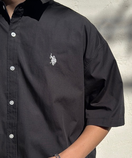 U.S. POLO ASSN.（ユーエスポロアッスン）の「【U.S. POLO ASSN.】ワンポイント刺繍 半袖 オーバーサイズシャツ（シャツ/ブラウス・メンズ・グレー/インディゴブルー/ベージュ/ブラック/ホワイト/ライトグリーン/ブルー・M/L/XL）」の15枚目の写真
