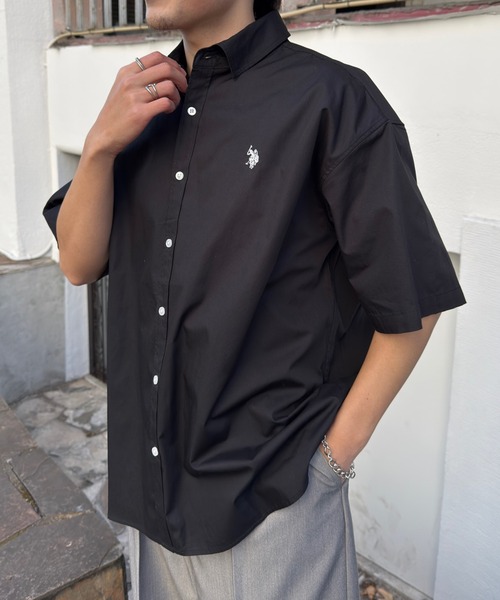 U.S. POLO ASSN.（ユーエスポロアッスン）の「【U.S. POLO ASSN.】ワンポイント刺繍 半袖 オーバーサイズシャツ（シャツ/ブラウス・メンズ・グレー/インディゴブルー/ベージュ/ブラック/ホワイト/ライトグリーン/ブルー・M/L/XL）」の19枚目の写真