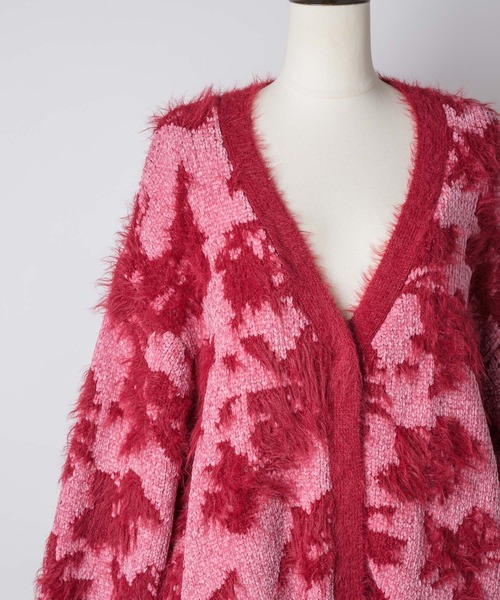 yae（ヤエ）の「2way flower feather cardigan／2ウェイフラワーフェザーニットカーディガン（カーディガン/ボレロ・レディース・レッド/ブラウン/ライトブルー・FREE）」の9枚目の写真