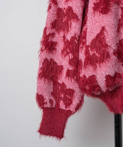 yae（ヤエ）の「2way flower feather cardigan／2ウェイフラワーフェザーニットカーディガン（カーディガン/ボレロ・レディース・レッド/ブラウン/ライトブルー・FREE）」の11枚目の写真