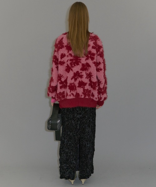 yae（ヤエ）の「2way flower feather cardigan／2ウェイフラワーフェザーニットカーディガン（カーディガン/ボレロ・レディース・レッド/ブラウン/ライトブルー・FREE）」の8枚目の写真