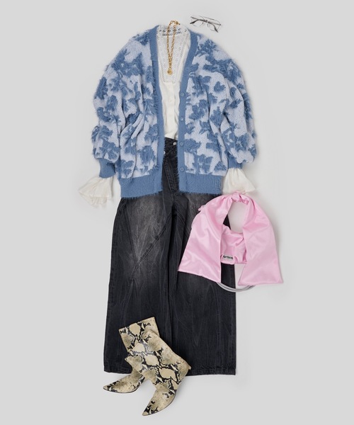 yae（ヤエ）の「2way flower feather cardigan／2ウェイフラワー