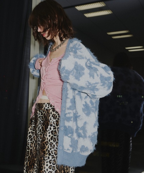 セール】2way flower feather cardigan／2ウェイフラワーフェザー
