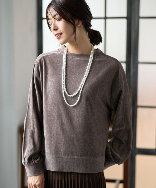 FOUND GOOD（ファウンドグッド）の「ヴィンテージベロアPO（Tシャツ/カットソー・レディース・ベージュ/グリーン系5/グレー系5/ブラウン系5・S/M/L）」の2枚目の写真