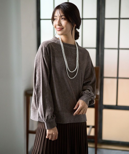 FOUND GOOD（ファウンドグッド）の「ヴィンテージベロアPO（Tシャツ/カットソー・レディース・ベージュ/グリーン系5/グレー系5/ブラウン系5・S/M/L）」の7枚目の写真