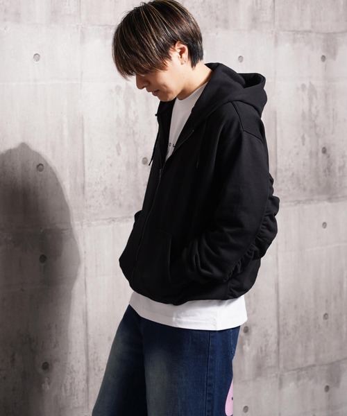 1111clothing(ワンフォークロージング)の「バルーンスリーブ ボックス ジップパーカー / Balloon Sleeve Box Zip Hoodie(パーカー・メンズ・ブラック/アッシュ/ダークブラウン・M/L)」の12枚目の写真