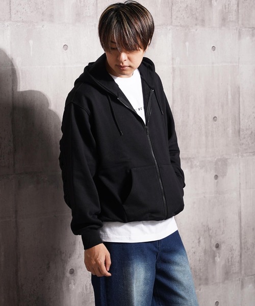 1111clothing(ワンフォークロージング)の「バルーンスリーブ ボックス ジップパーカー / Balloon Sleeve Box Zip Hoodie(パーカー・メンズ・ブラック/アッシュ/ダークブラウン・M/L)」の13枚目の写真