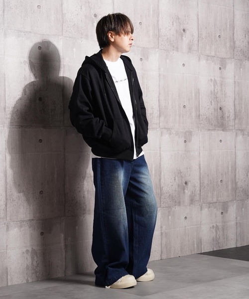 1111clothing(ワンフォークロージング)の「バルーンスリーブ ボックス ジップパーカー / Balloon Sleeve Box Zip Hoodie(パーカー・メンズ・ブラック/アッシュ/ダークブラウン・M/L)」の15枚目の写真
