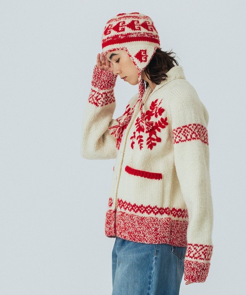 ROSE BUD（ローズバッド）の「(CREOLME)NEPAL KNIT CARDIGAN（カーディガン/ボレロ・レディース・ブラウン/オフホワイト・ONE SIZE）」の4枚目の写真