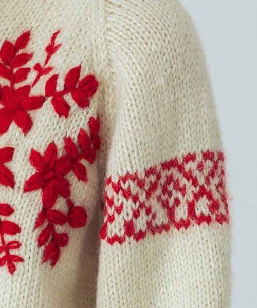 ROSE BUD（ローズバッド）の「(CREOLME)NEPAL KNIT CARDIGAN（カーディガン/ボレロ・レディース・ブラウン/オフホワイト・ONE SIZE）」の7枚目の写真