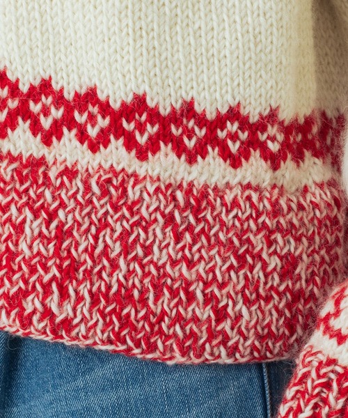 ROSE BUD（ローズバッド）の「(CREOLME)NEPAL KNIT CARDIGAN（カーディガン/ボレロ・レディース・ブラウン/オフホワイト・ONE SIZE）」の9枚目の写真