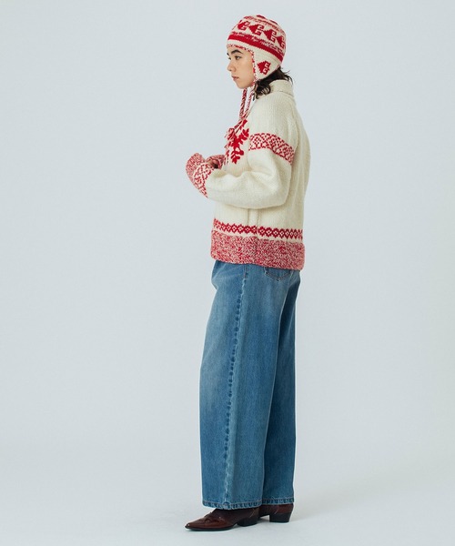 ROSE BUD（ローズバッド）の「(CREOLME)NEPAL KNIT CARDIGAN（カーディガン/ボレロ・レディース・ブラウン/オフホワイト・ONE SIZE）」の14枚目の写真