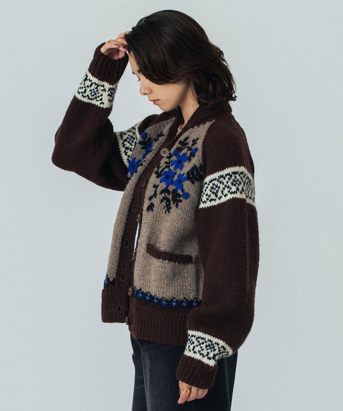 ROSE BUD（ローズバッド）の「(CREOLME)NEPAL KNIT CARDIGAN（カーディガン/ボレロ・レディース・ブラウン/オフホワイト・ONE SIZE）」の18枚目の写真